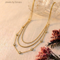Elegant Triple-Layered Crystal Gold Chain Necklace – Anti Tarnish, Lightweight & Skin-Friendly