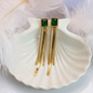 Luxury Emerald Green Stone Gold Plated Dangler Drop Earrings for Women – Anti Tarnish, Lightweight & Skin-Friendly