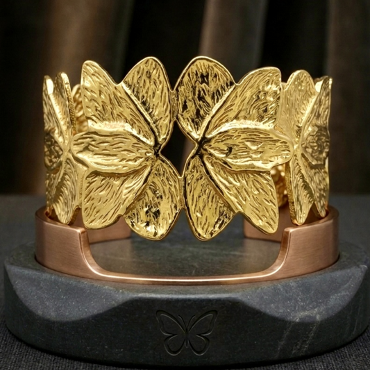 Textured Floral Gold Statement Kada Bracelet for Women – Anti Tarnish, Lightweight & Skin-Friendly
