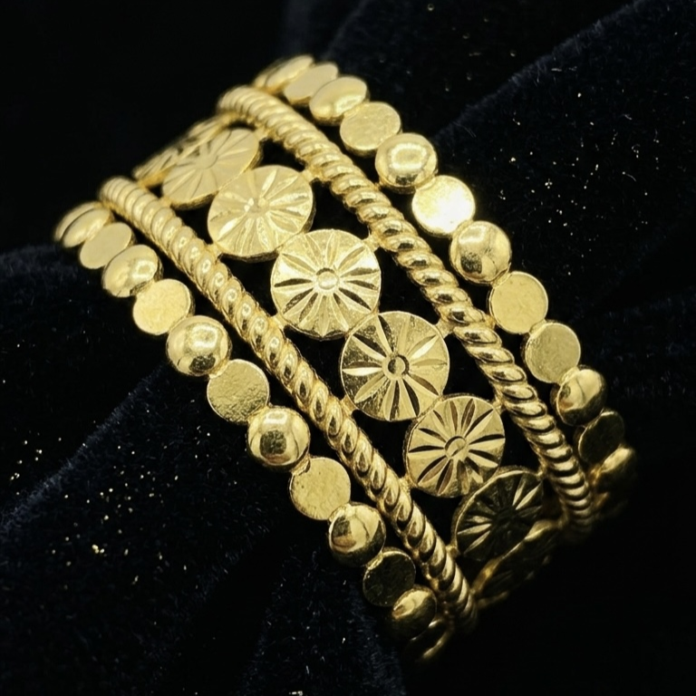 Layered Coin Gold Ethnic Statement Kada Bracelet for Women – Anti Tarnish, Lightweight & Skin-Friendly