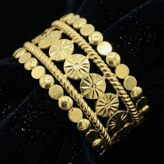 Layered Coin Gold Ethnic Statement Kada Bracelet for Women – Anti Tarnish, Lightweight & Skin-Friendly