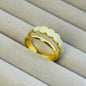 Elegant Dual-Band White Enamel Stackable Gold Ring – Anti Tarnish, Lightweight & Skin-Friendly
