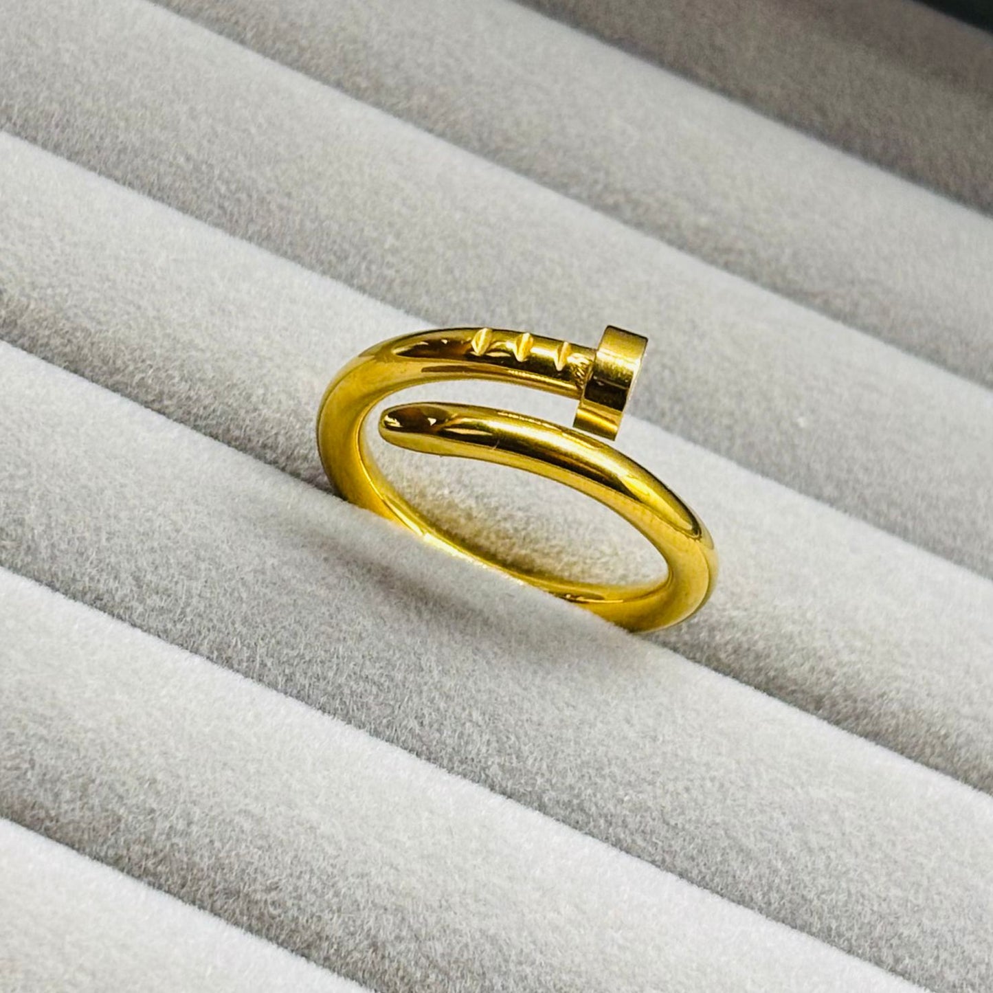 Minimalist Gold Nail Adjustable Ring for Women – Anti Tarnish, Lightweight & Skin-Friendly