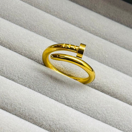 Minimalist Gold Nail Adjustable Ring for Women – Anti Tarnish, Lightweight & Skin-Friendly