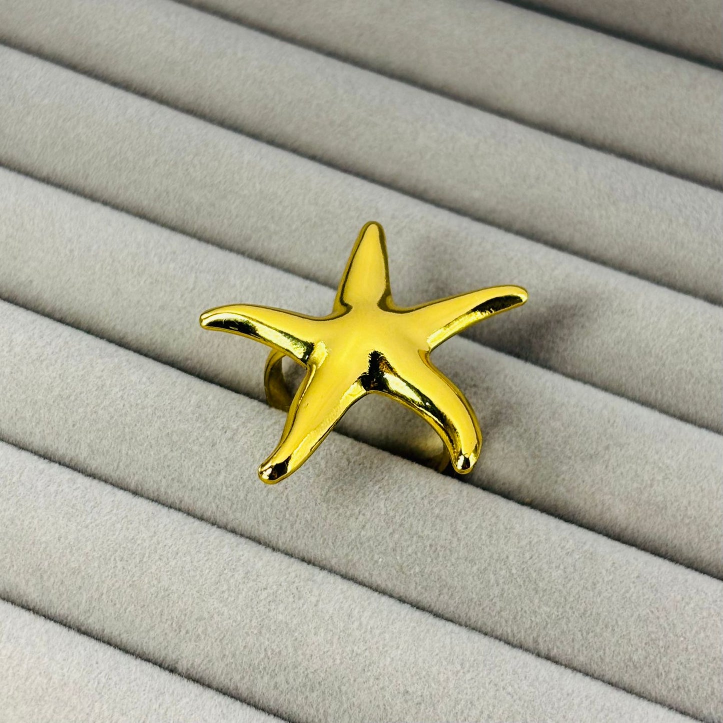 Golden Oceanic Starfish Statement Ring for Women – Anti Tarnish, Lightweight & Skin-Friendly