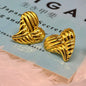 Elegant Ribbed Heart Knot Sculptural Stud Earrings – Anti Tarnish, Lightweight & Skin-Friendly