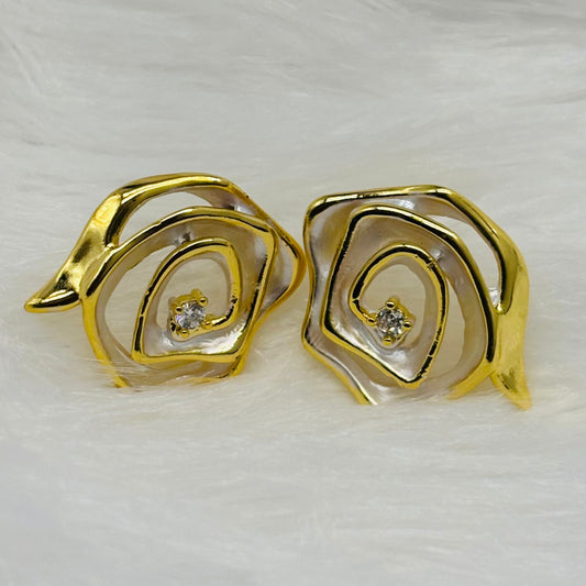 Luxury Spiral Shell Design Gold Tone with Crystal Stone Earrings for Women – Anti Tarnish, Lightweight & Skin-Friendly